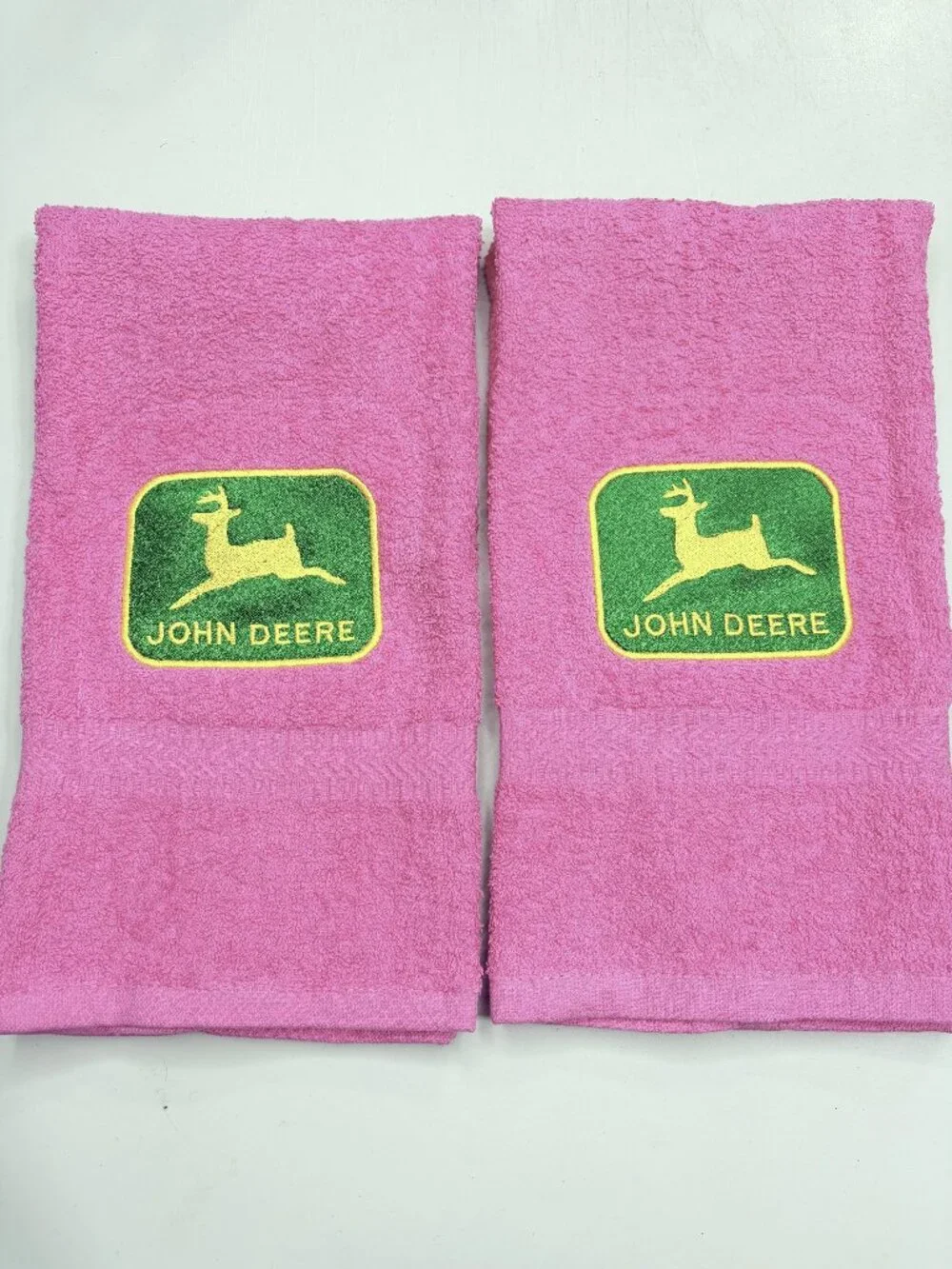 John Deere Tractor Towels Embroidered Hand Towel Set Bathroom Farm Decor Pink